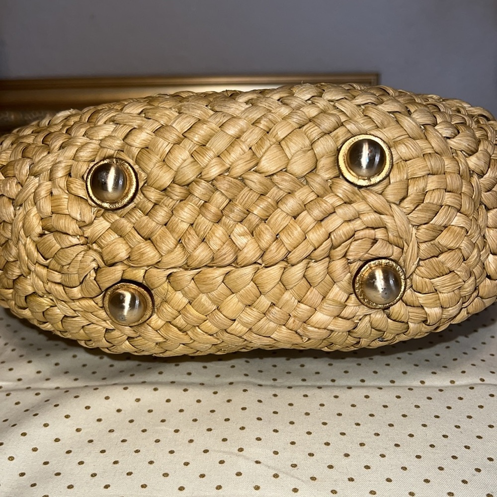 Michael KORS Small Straw handbag with leather trim and handless - Picture 9 of 14